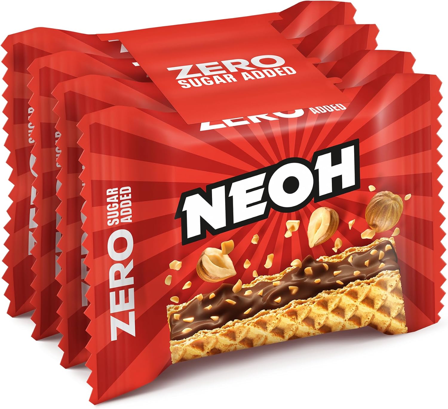 NEOH Hazelnut Crisp Wafers, 1 g Sugar, 95 kcal, 21 g, Keto-Friendly, Low Carb, High Fibre, The Alternative to Traditional Sweets, Pack of 4