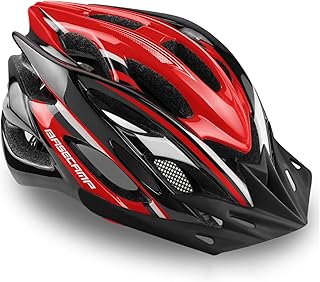 Basecamp Bike Helmet for Men Women with LED Safety Light Removable Sun Visor Lightweight Bicycle Helmet Adjustable Breathable Mountain & Road Cycling Helmets for Adult (BC-10)