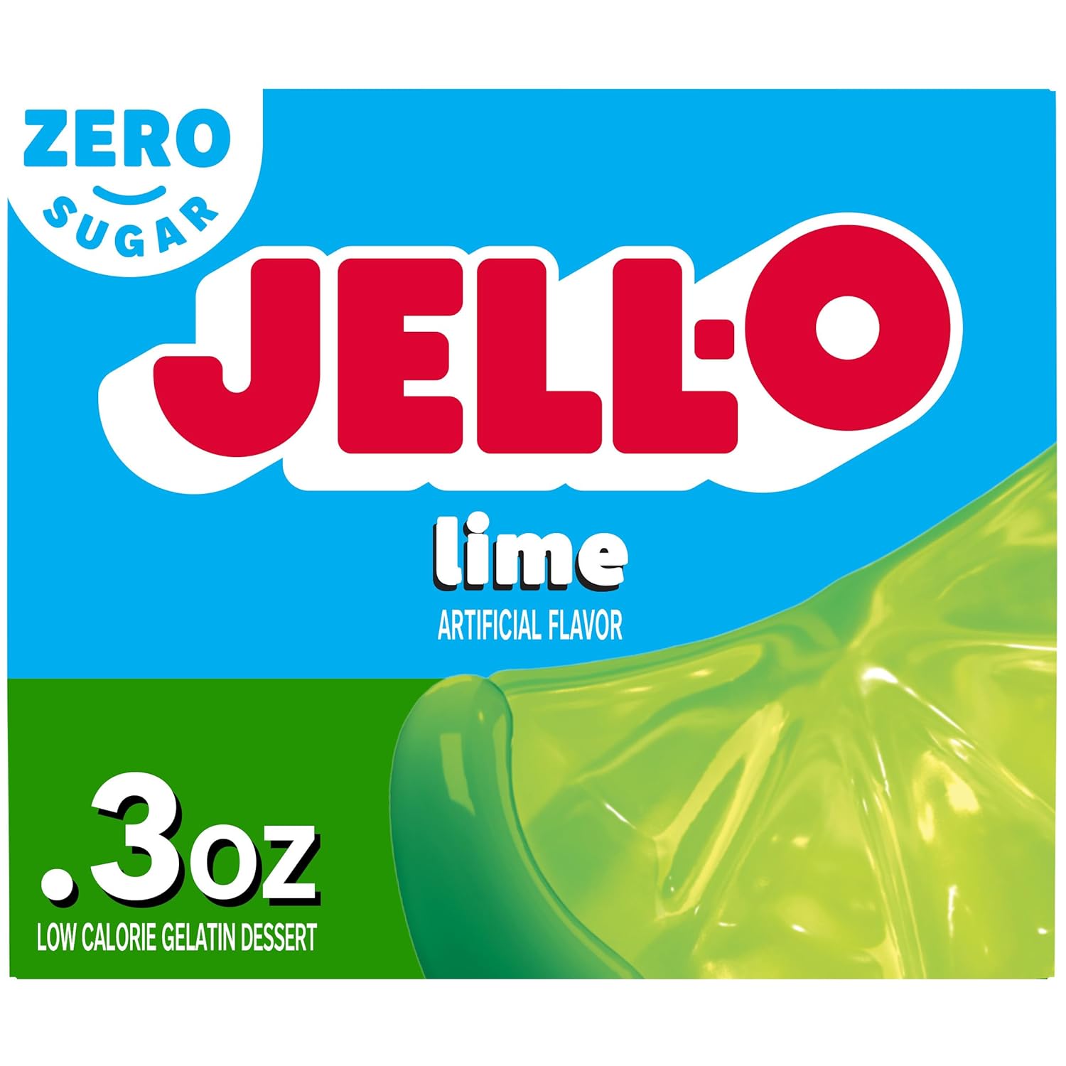 JELL-O SUGAR FREE LIME LOW CALORIE GELATIN DESSERT 1 x 8.5g BOX JELLO