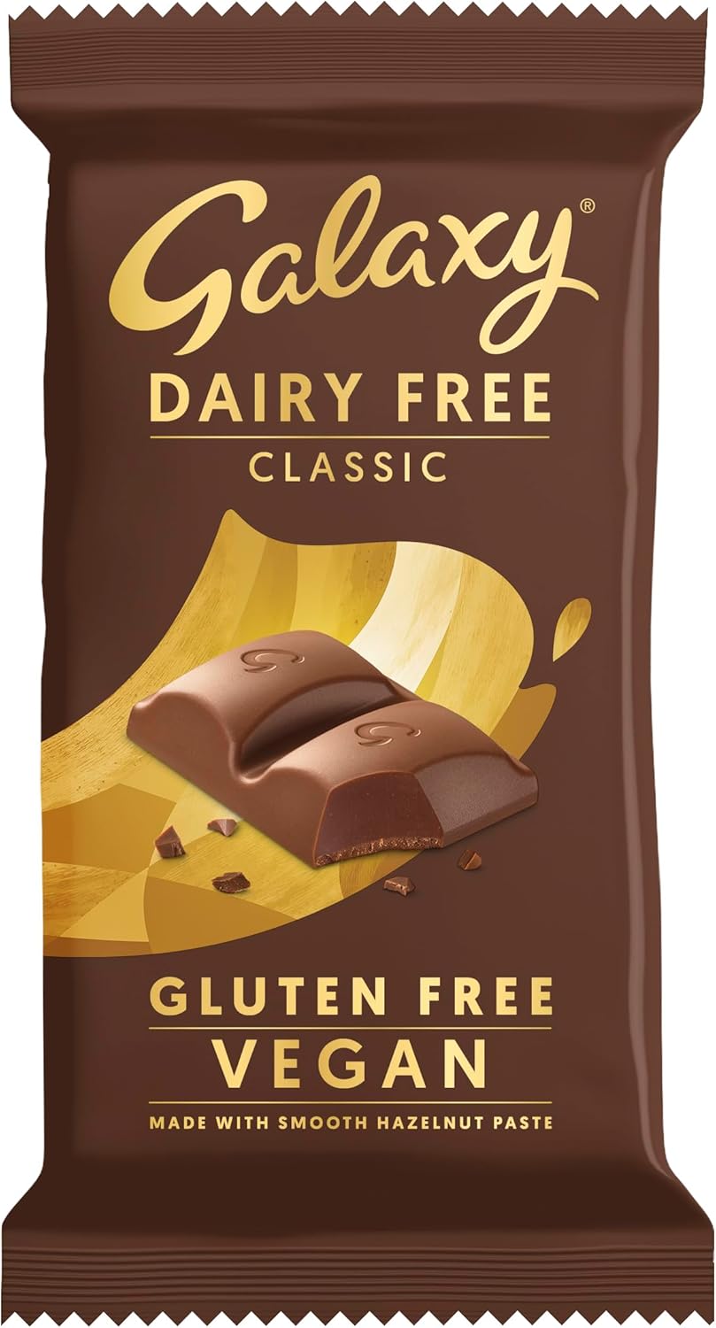 Galaxy Dairy Free Chocolate Bar – Classic – Dairy Free, Vegan, Plant-Based, Smooth & Creamy, Gluten Free, Milk Alternative, Suitable for Vegans, Lactose Free, Delicious Vegan Snack, 100g