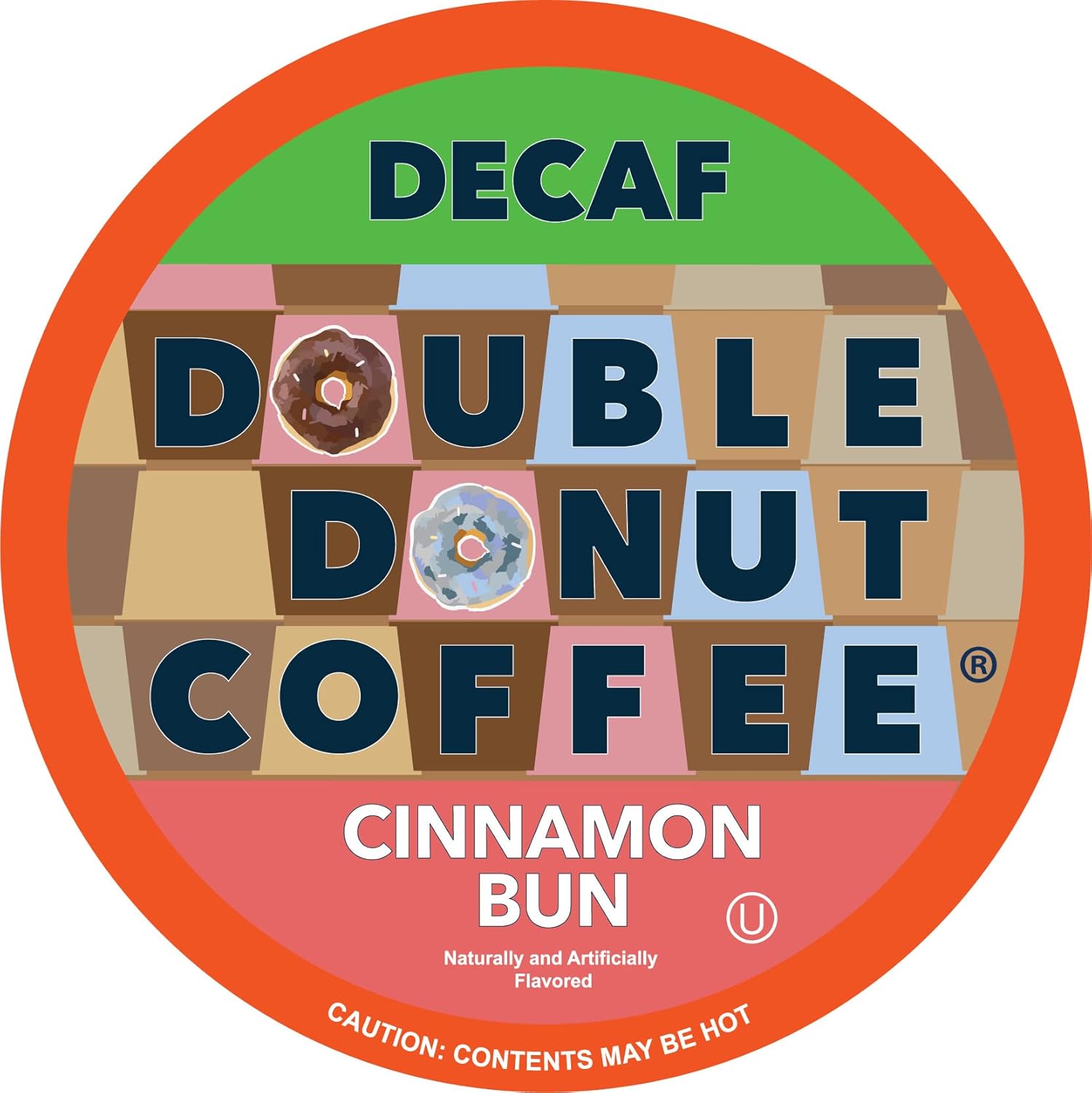 Double Donut Flavored Decaf Coffee Pods, Cinnamon Bun Coffee, Medium Roast Decaf Cinnamon Coffee, Coffee for Keurig K Cups Machines, 24 Count