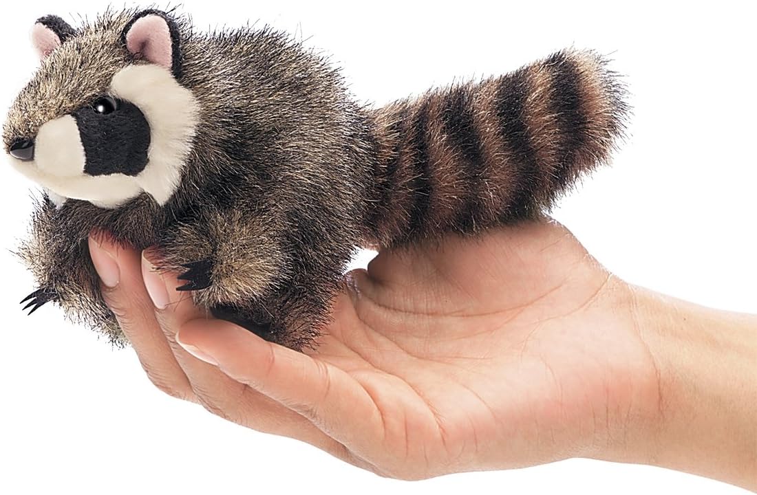 Folkmanis Mini Raccoon Finger Puppet, Gray, 1 EA