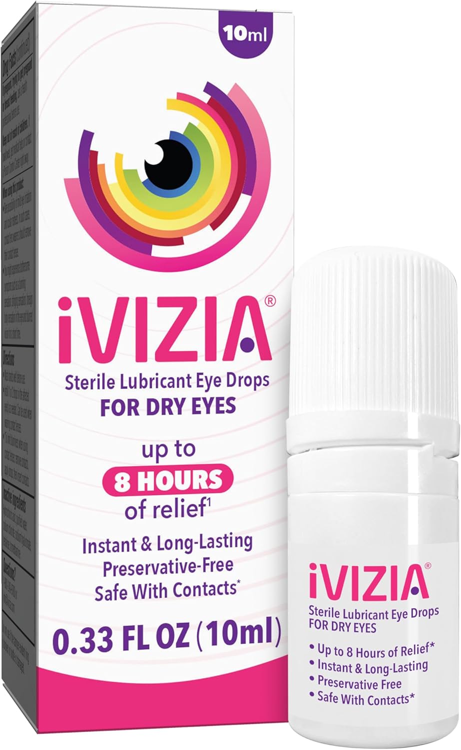 iVIZIA Sterile Lubricant Eye Drops for Dry Eyes, Preservative-Free, Moisturizing, Dry Eye Relief, Contact Lens Friendly, 0.33 fl oz Bottle