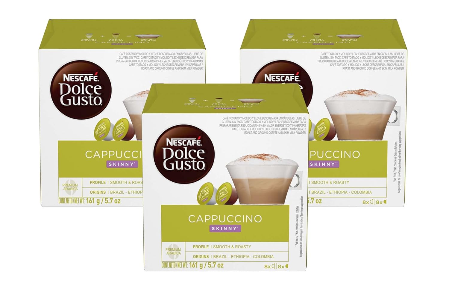 Nescafe Dolce Gusto Pods, Skinny Cappuccino, 16 capsules, Pack of 3