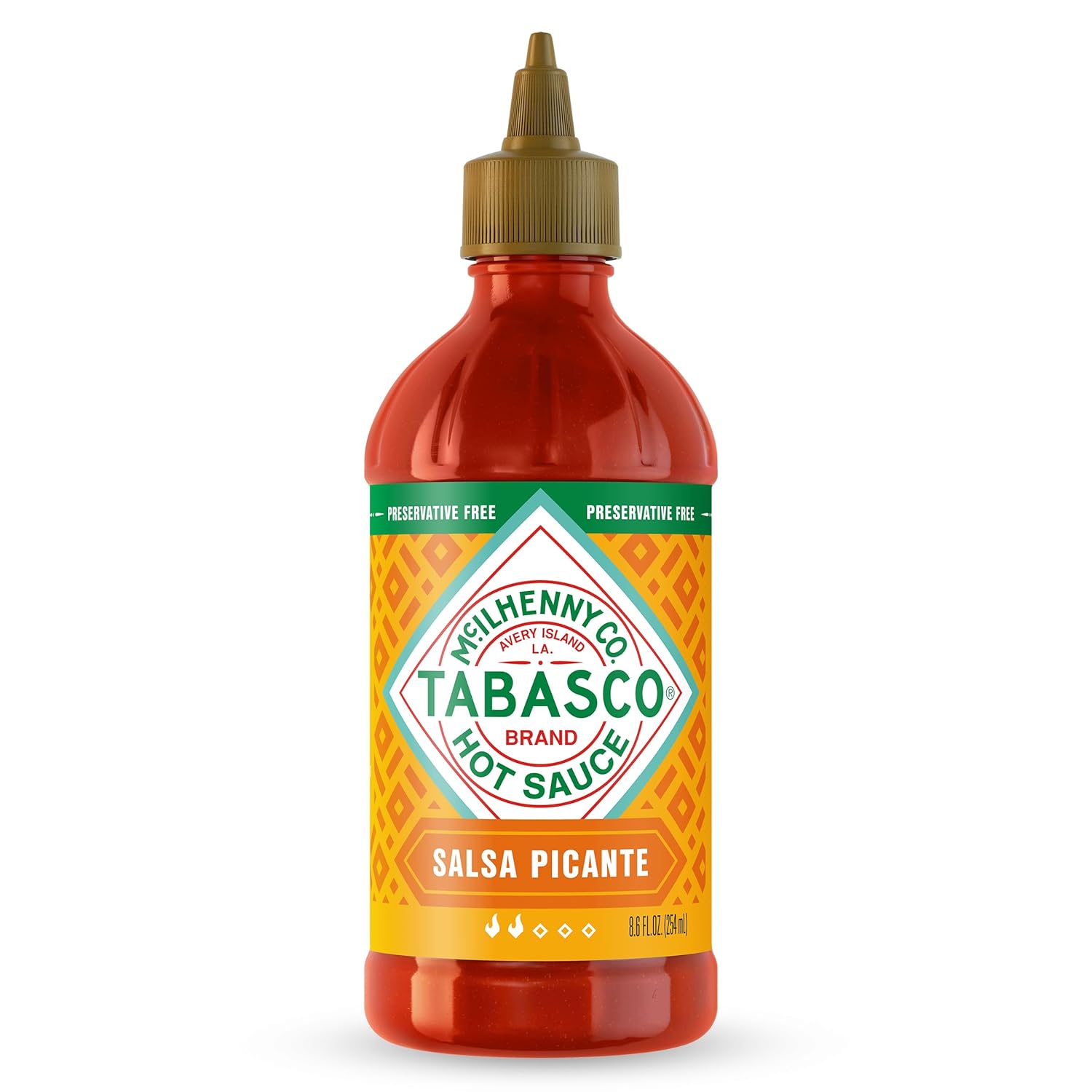 TABASCO® Brand Salsa Picante, Vibrant & Mild Hot Sauce, Easy-to-Squeeze Bottle, Thicker Mexican Style with Authentic Peppers, Garlic & Spices, Great on Tacos & More, 8.6 Fl Oz (Pack of 1)