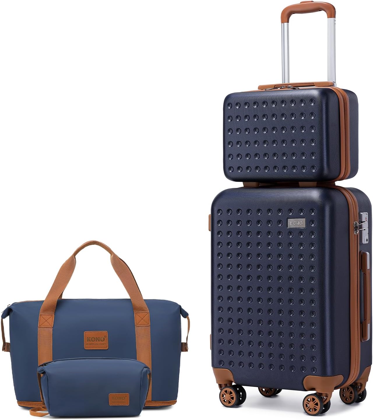 Kono Suitcase Carry On Hand Cabin Luggage Hard Shell Travel Bag Lightweight with TSA Lock,The Suitcase Included 1pcs Travel Bag and 1pcs Toiletry Bag