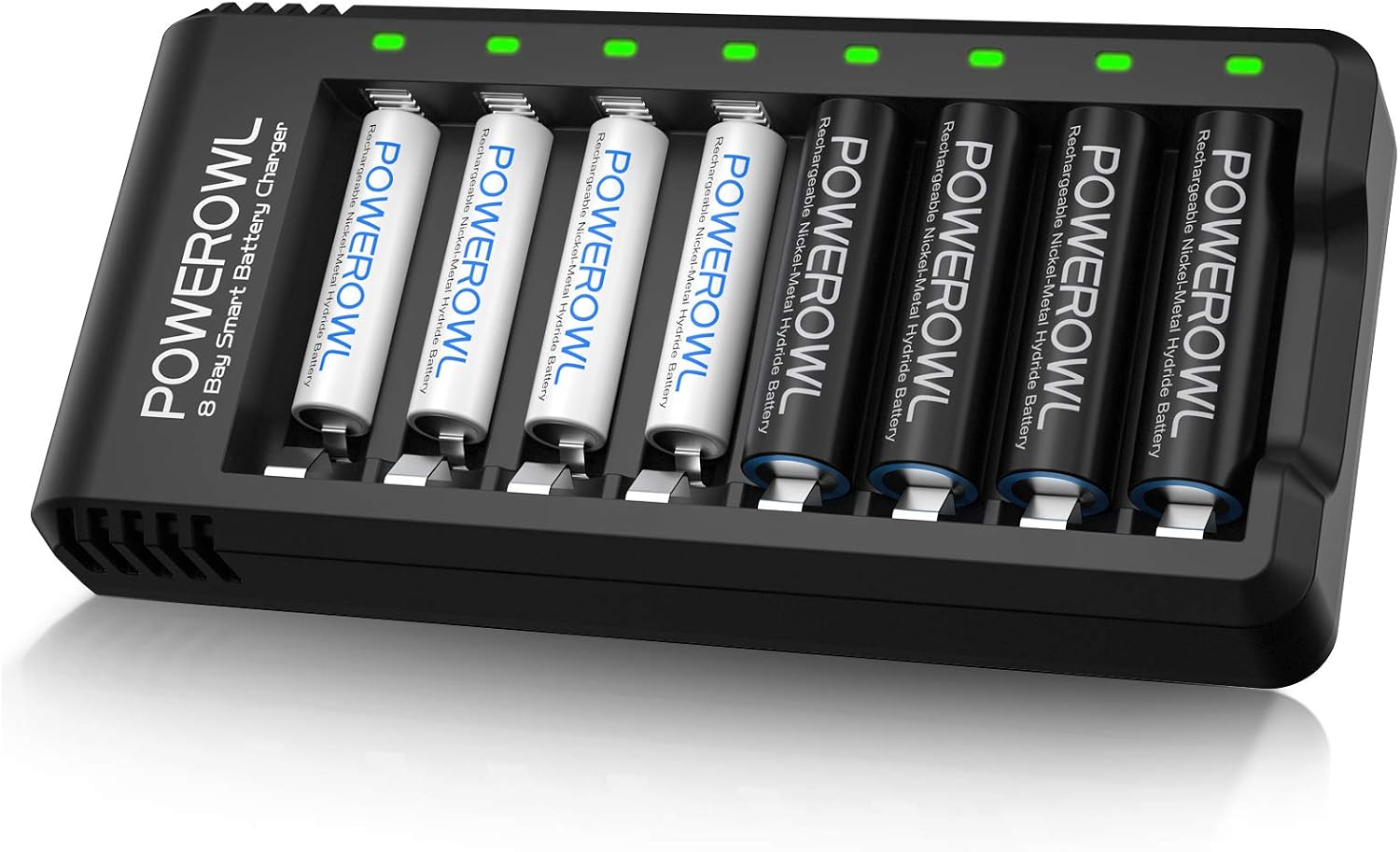 POWEROWL Rechargeable AA and AAA Batteries with Fast Charger, High Capacity NiMH - 4 x 2800mAh AA & 4 x 1000mAh AAA