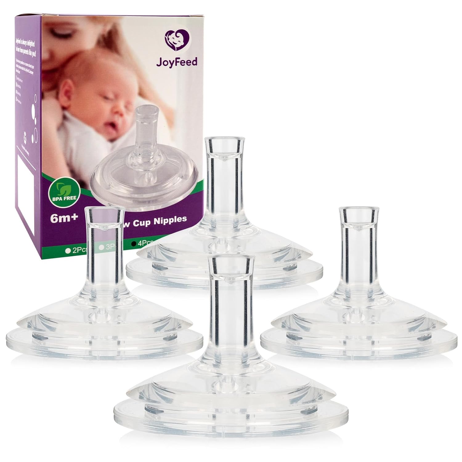 Straw Cup Conversion Nipple for Philips Avent Natural Baby Bottle, My Grippy Spout Sippy Cup and Natural Trainer Sippy Cup,Leak-Proof,Fast Flow Soft Silicone Straw Top Nipples,6m+,4 Count