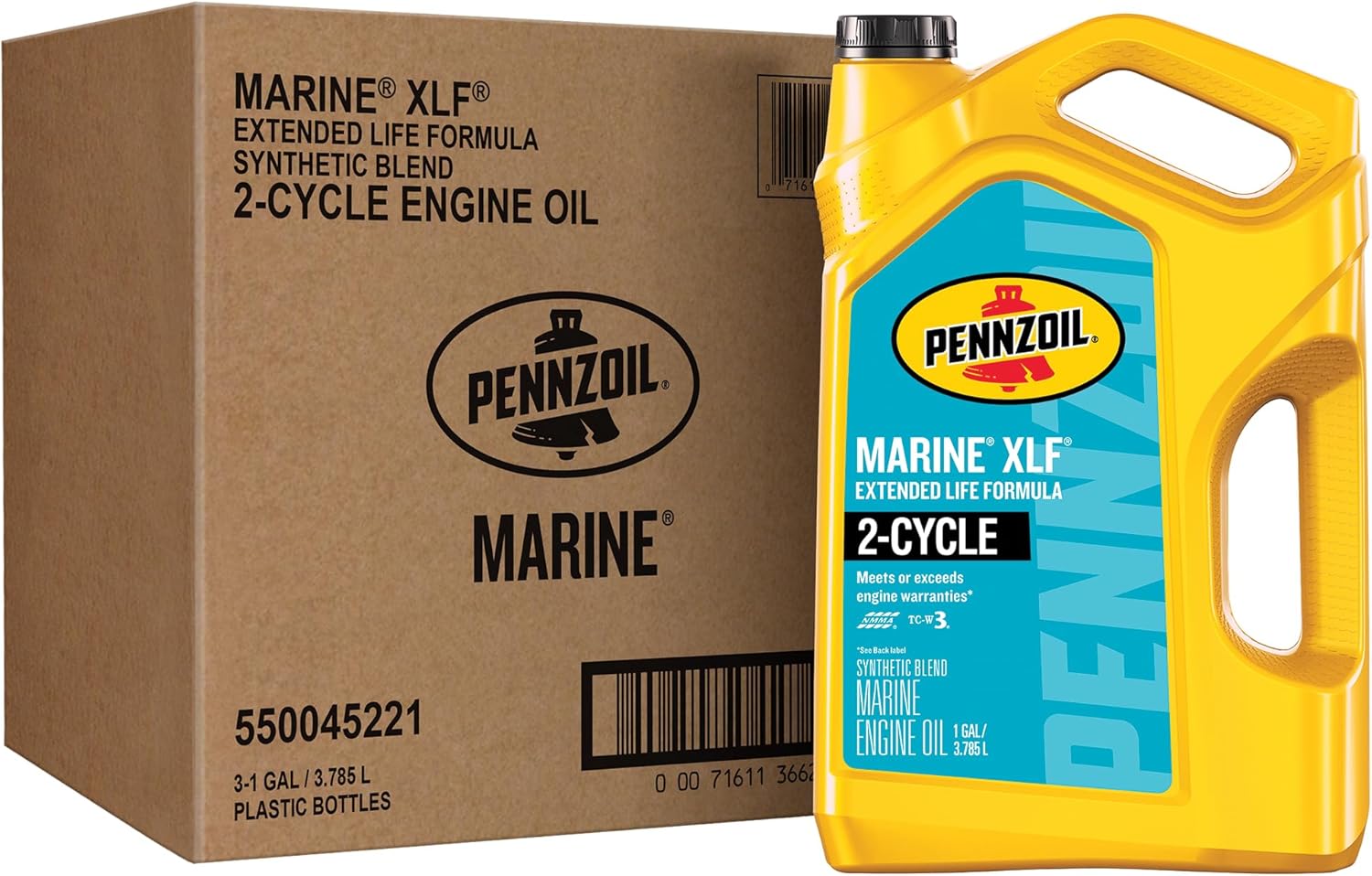 Pennzoil Marine XLF Extended Life Formula Engine Oil, 1 Gallon (3-Pack)