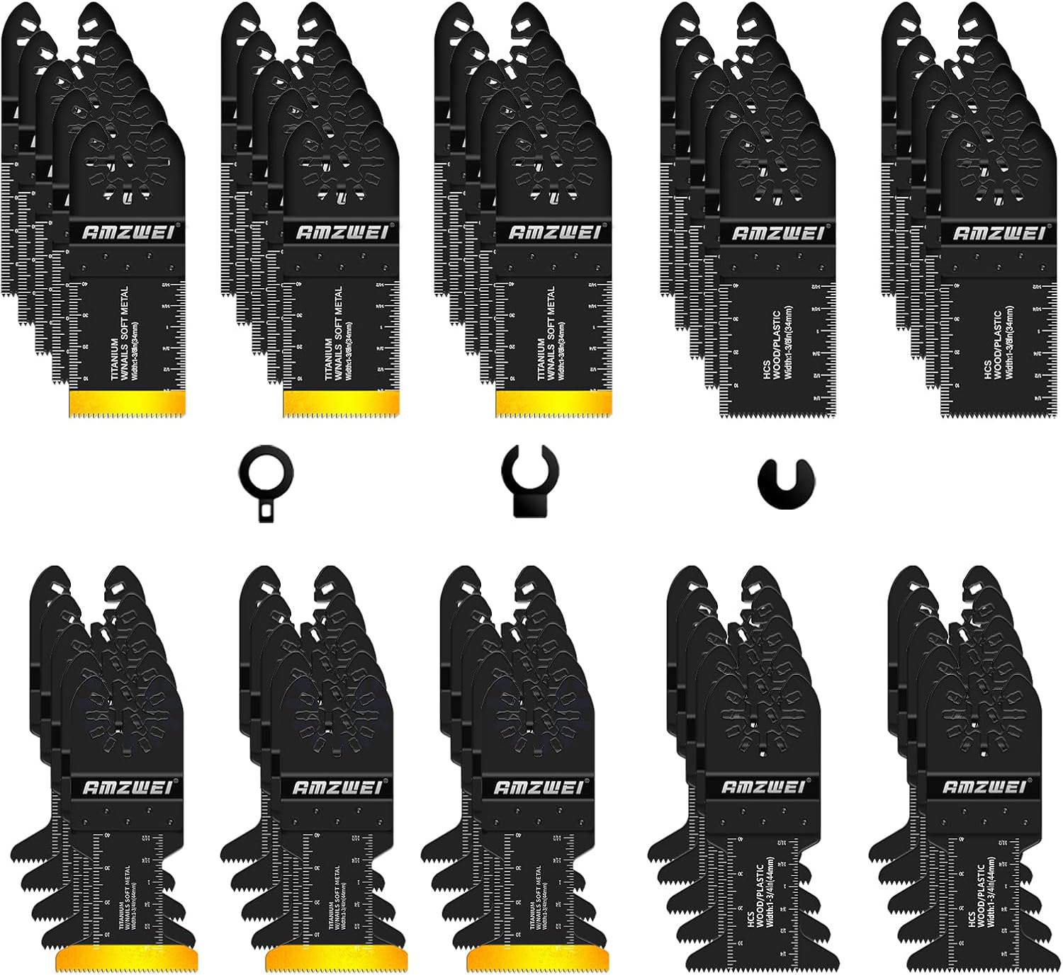 50PCS Titanium Multi Tool Blades,Universal Oscillating Multitool Blades for Wood Plastics Metal Cutting,Quick Release Oscillating Tool Accessories Compatible with Dewalt Milwaukee Ryobi Rockwell