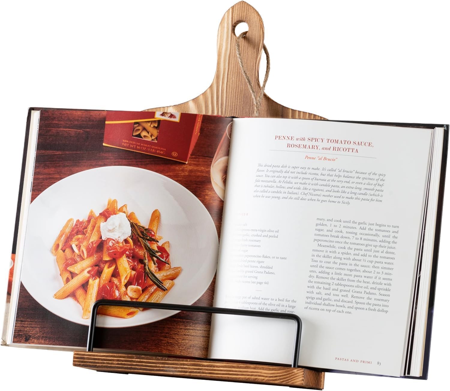 Willow & Croft Premium Cook Book Stand. Farmhouse Cutting Board Stand Cookbook Holder, Recipe Book Holder. Distressed Cookbook Stand for Kitchen Counter. Rustic Home Decor, Adjustable Display Stand.