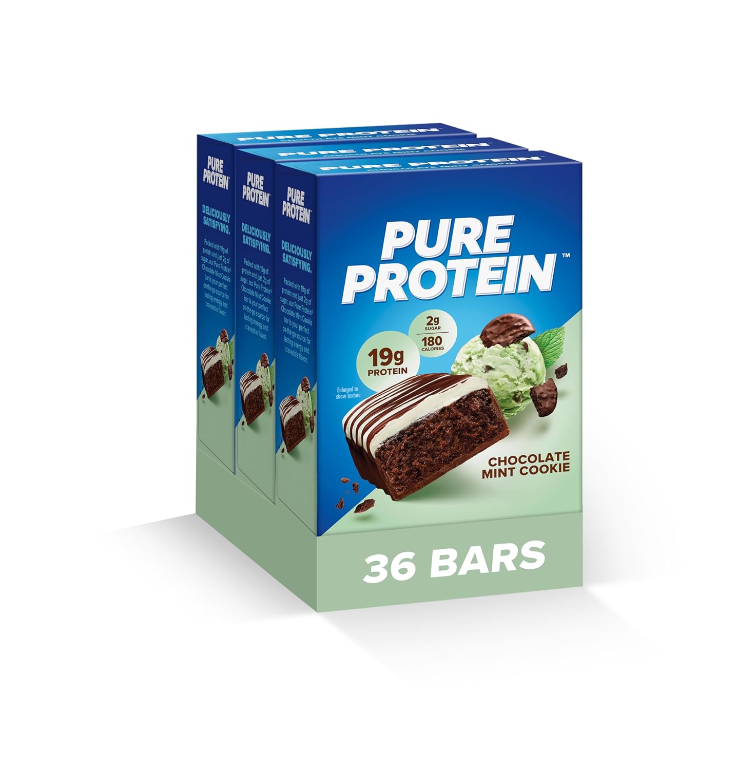 Pure Protein Chocolate Mint Cookie Protein Bars, 20g Protein, 36 Ct