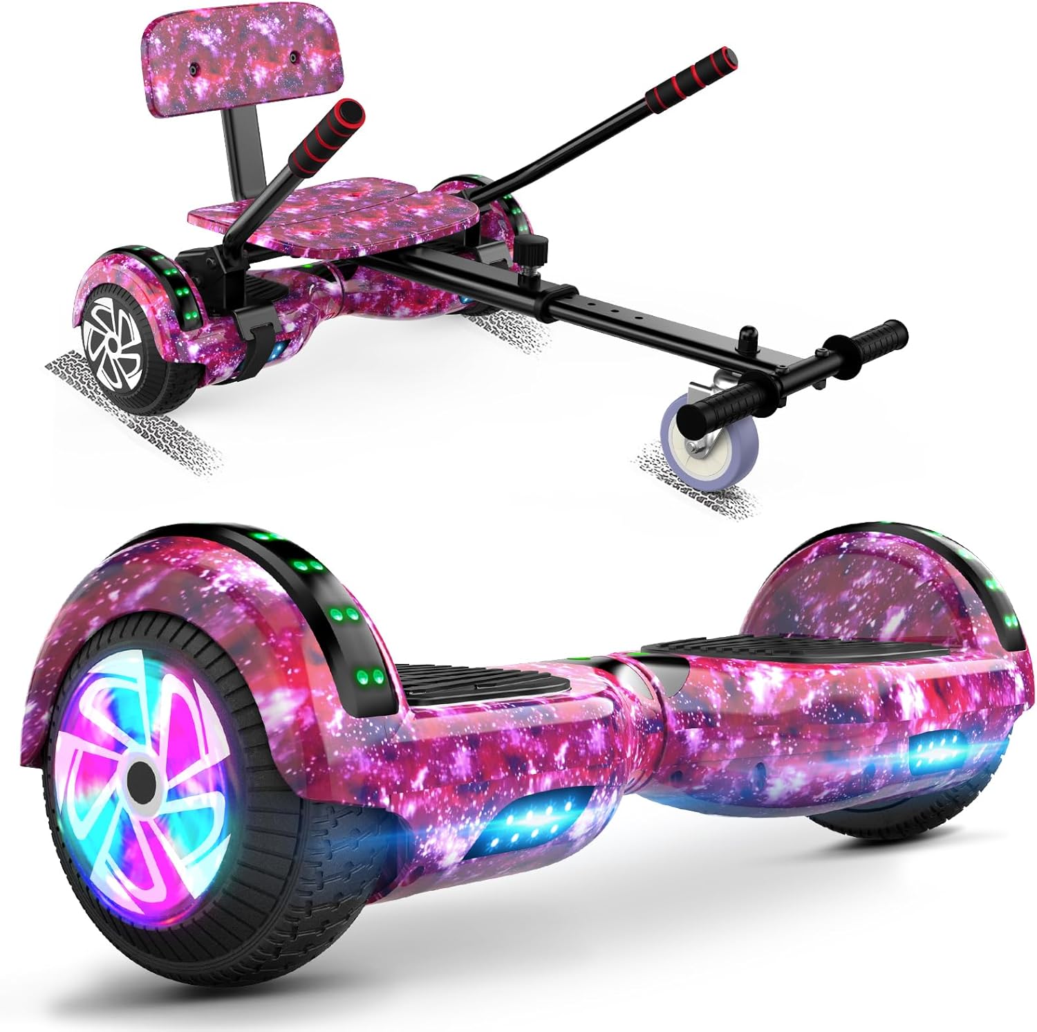 FLYING-ANT Self Balance Scooter Seat Attachment 6.5” Two-Wheel Self Balancing Electric Scooter with LED Light Flash Lights Wheels