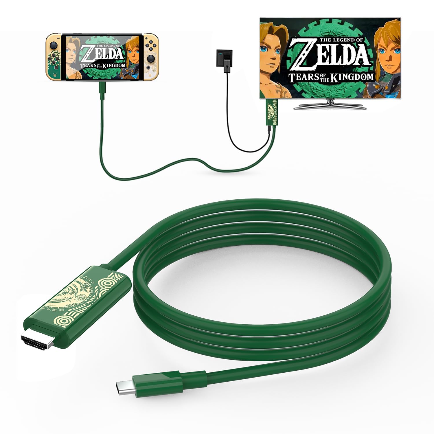 Switch Dock Mini Portable, 1.8M/ 6FT Switch TV Dock, Switch Docking Station with 4K/1080P HDMI Adapter and 100W Charging Port, Dark Green, Not for Switch 2