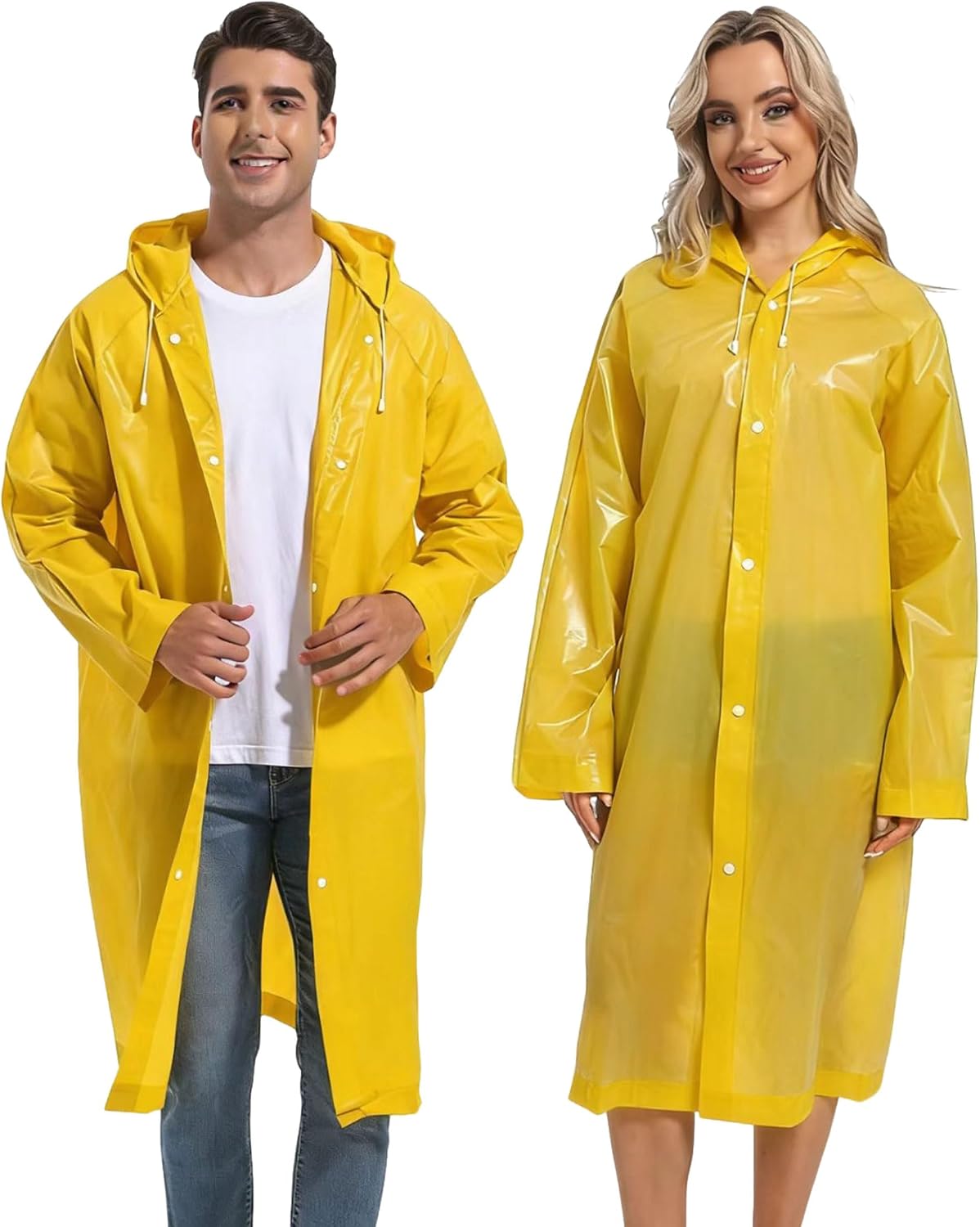 2PCS Borogo Rain Coats for Adults - Reusable Rain Jackets for Men & Women