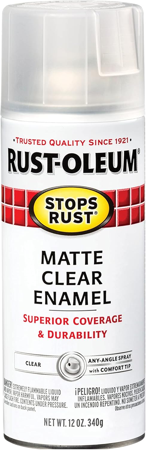 Rust-Oleum 285093 Stops Rust Spray Paint, 12 Oz, Matte Clear