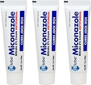 Miconazole Globe (3 Pack) Nitrate 2% Cream 1 oz, Cures Most Athletes Foot, Jock Itch, Ringworm and More.