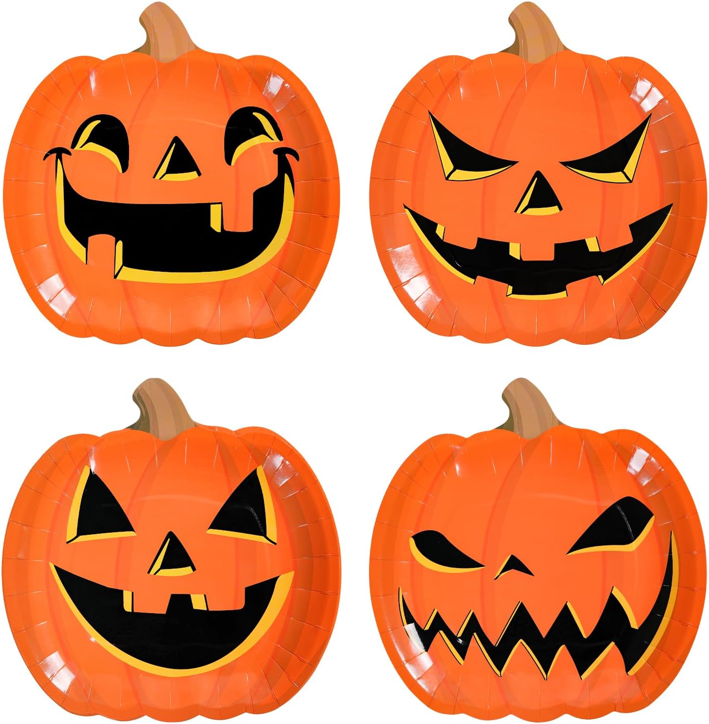 48Pcs Halloween Party Plates Halloween Party Supplies Paper Pumpkin Shape Dinner Plates Disposable Halloween Birthday Party Supplies for Kids