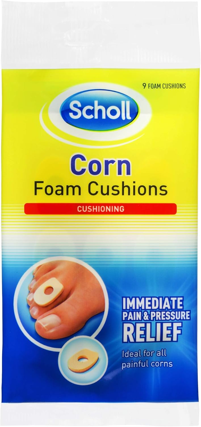 Scholl Corn Foam Cushions, 9 Pads - Corn Pain and Pressure Relief Pads, Comfortable Padding with Adhesive