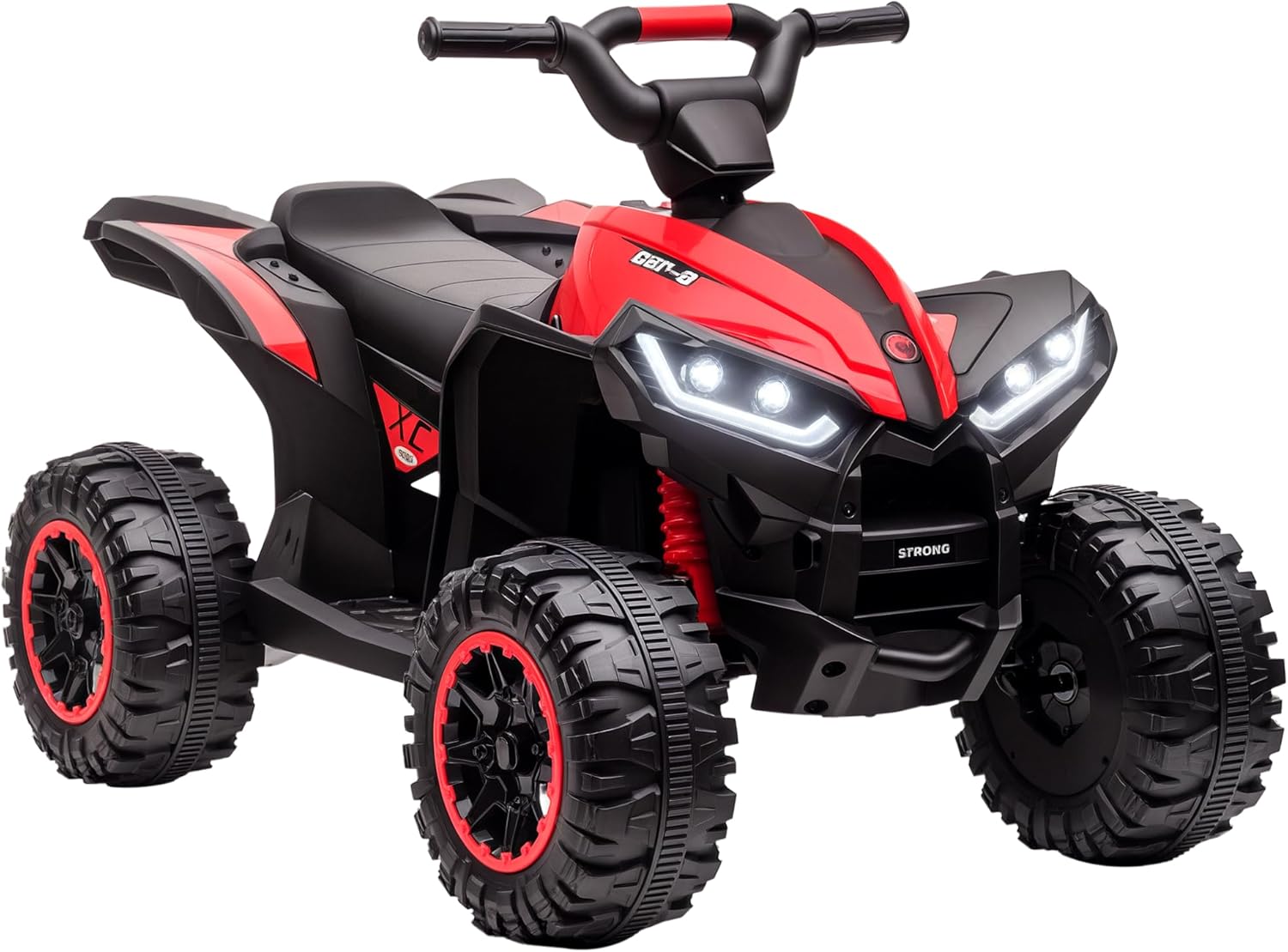 Aosom 12V Kids ATV Quad Car with Forward & Backward Function, Four Wheeler for Kids with Wear-Resistant Wheels, Music, Electric Ride-on ATV for Toddlers Ages 3+ Years Old, Red