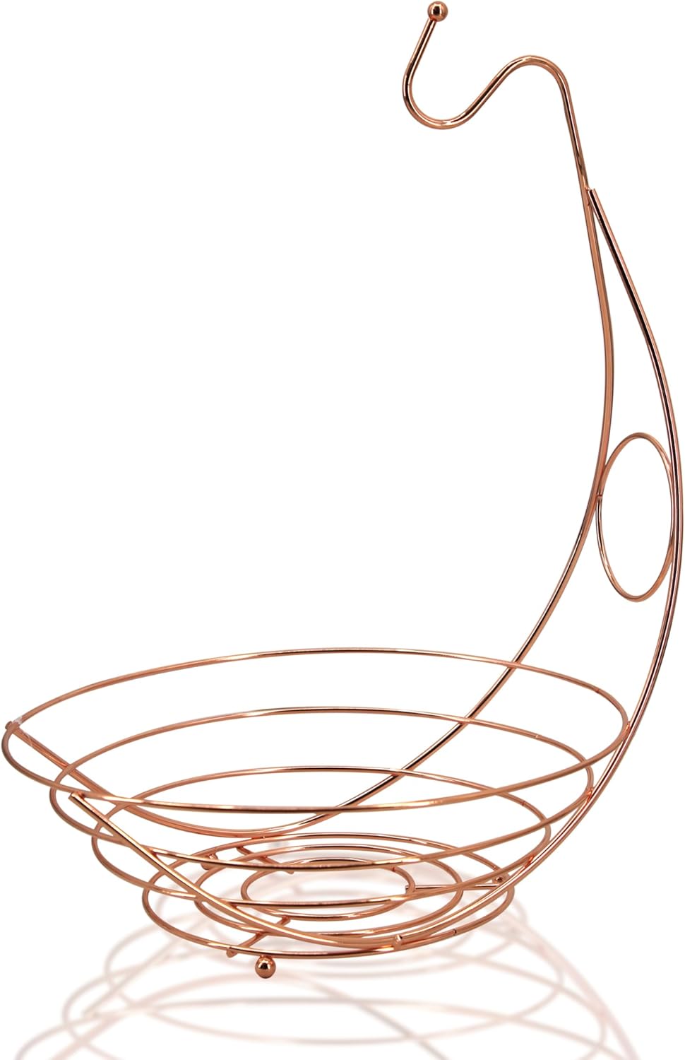 Modern Style Fruit Bowl with HOO for Bananas-Stainless Steel Silver Chrome Plated Fruit and Veg Basket Bowl by Crystals® (Copper)
