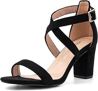 Hitmars Heels for Women Platform Chunky High Heels Sandal Ankle Strap Block Heel Open Toe Sandals Dress Shoes Wedding Party Summer Womens Black Nude Gold US 6-11