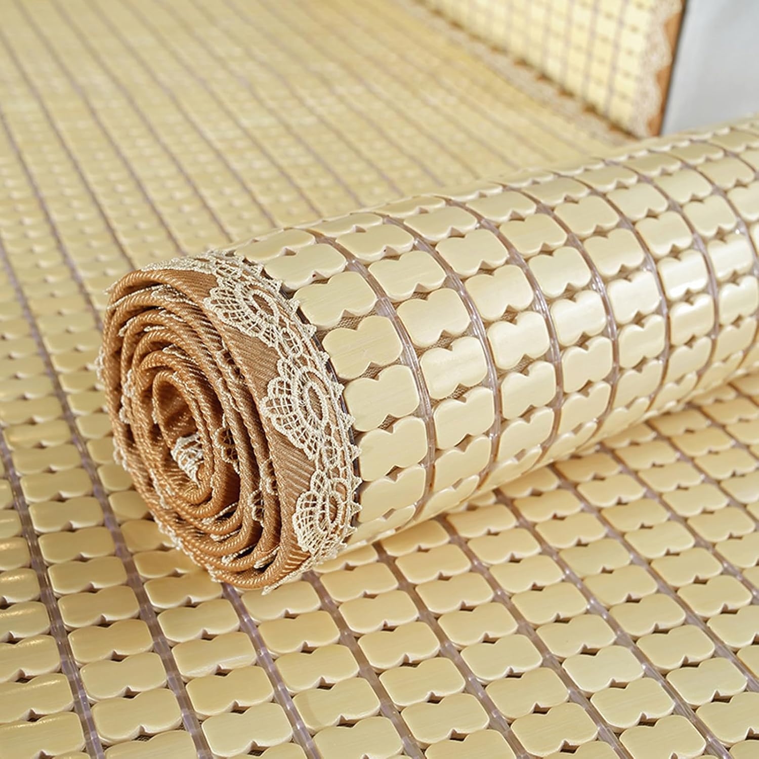 YUJIANHUAA Bamboo Summer Sleeping Mat,Cooling Bed Mat,Bamboo Mahjong Mat,Foldable Bamboo Mattress,Breathable Smooth Wear,for Single Double Bed Sofa Floor Chair (50x150cm)