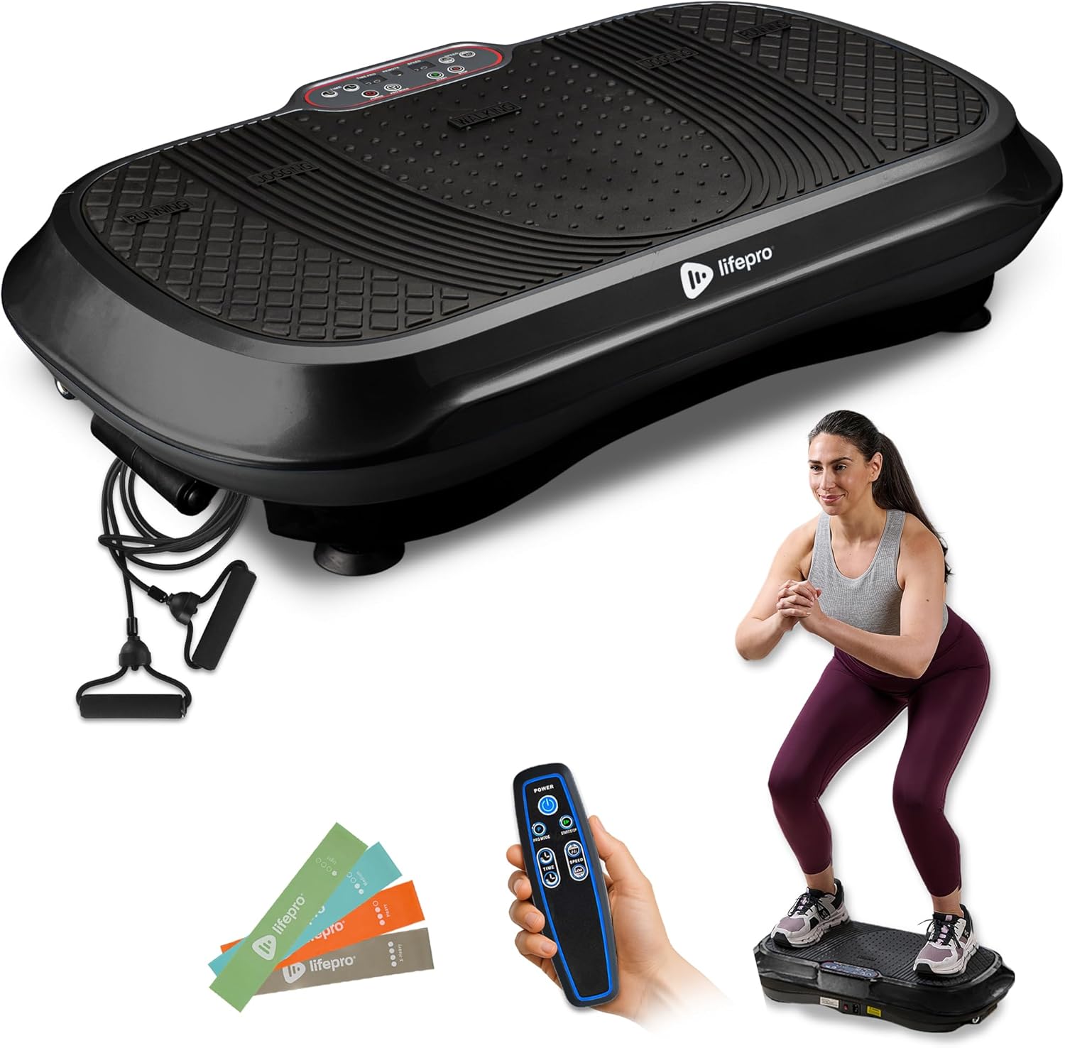 Lifepro Waver Vibration Plate Exercise Machine – High-Intensity Vibration for Muscle Activation, Full-Body Workout Vibrating Platform with Loop Bands, Fitness Equipment for Strength Toning & Fat Loss