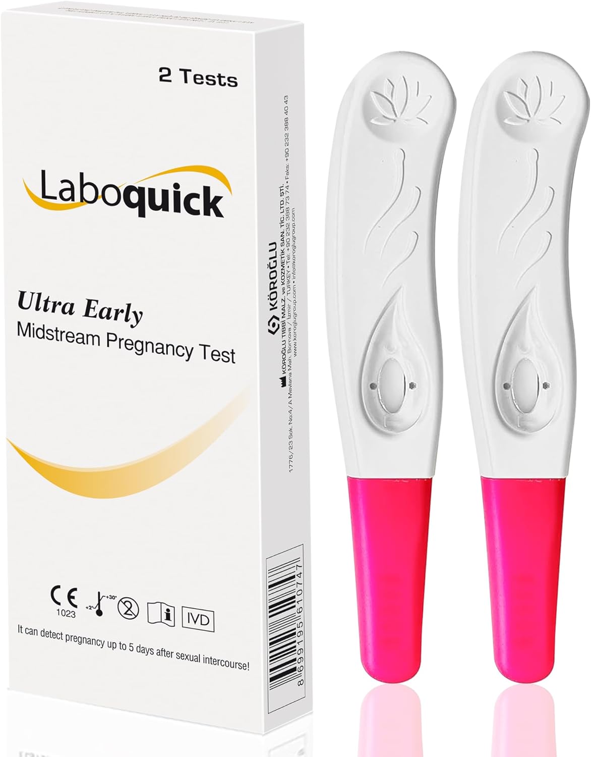 Laboquick 2 Test Pack Early Detection Pregnancy Test - easy at home pregnancy test & cheap pregnancy test for a 6 Days Early Pregnancy Test. Trust The Accuracy of Our Early Pregnancy Test Kit.