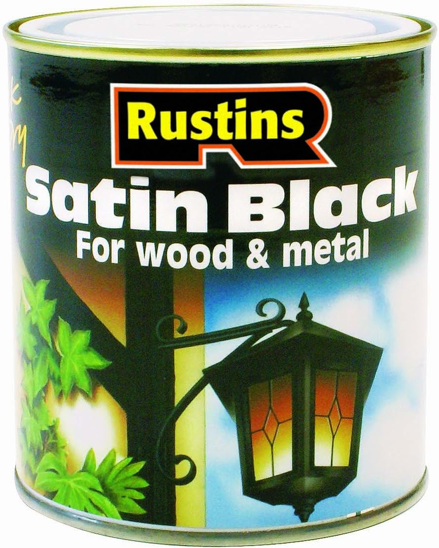 RUSTINS Satin Black Paint 2.5L- Effortless Application for a Smooth, Professional Finish – Perfect for DIYers Seeking Fast Results, Elegance, and Durability on Interior & Exterior Surfaces
