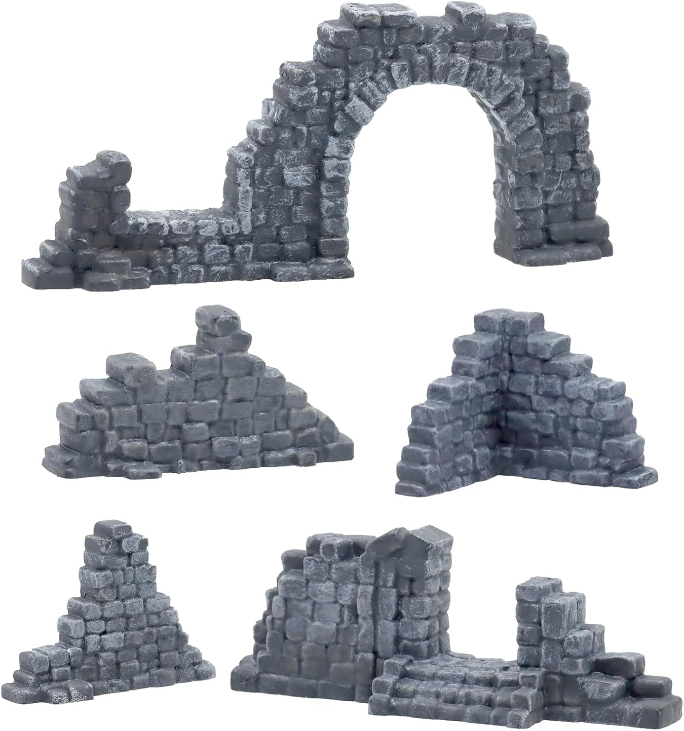 Warmtree Ruined Stone Walls Set,Terrain Scenery for Tabletop 28mm Miniatures Wargame,Fairy House Diorama Accessories DIY Craft