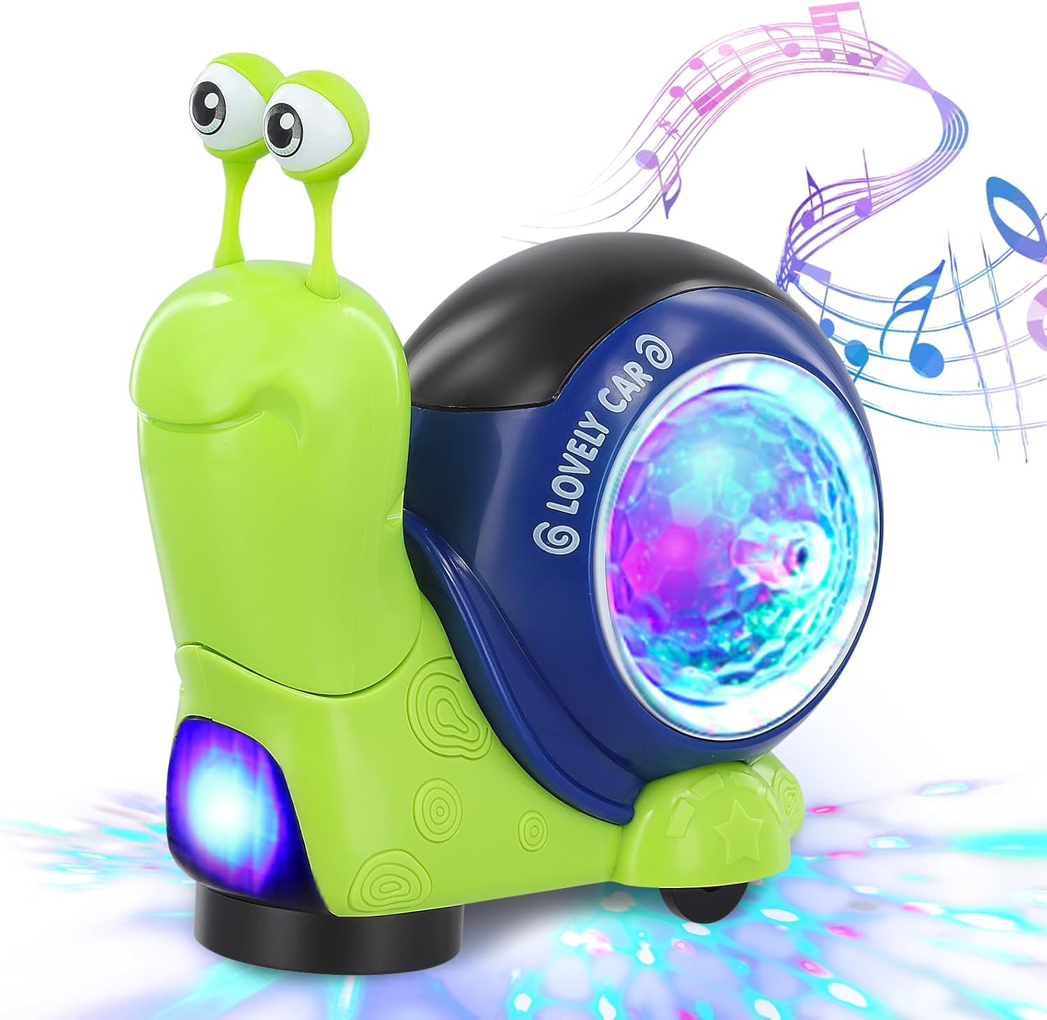 Crawling Snail Baby Toy, Electric Music Snail Walking Baby Toy, Light Interactive Walking Sensory Toys, Birthday Gifts for Kids, Electronics Pet Toys with Automatically Avoid Obstacles