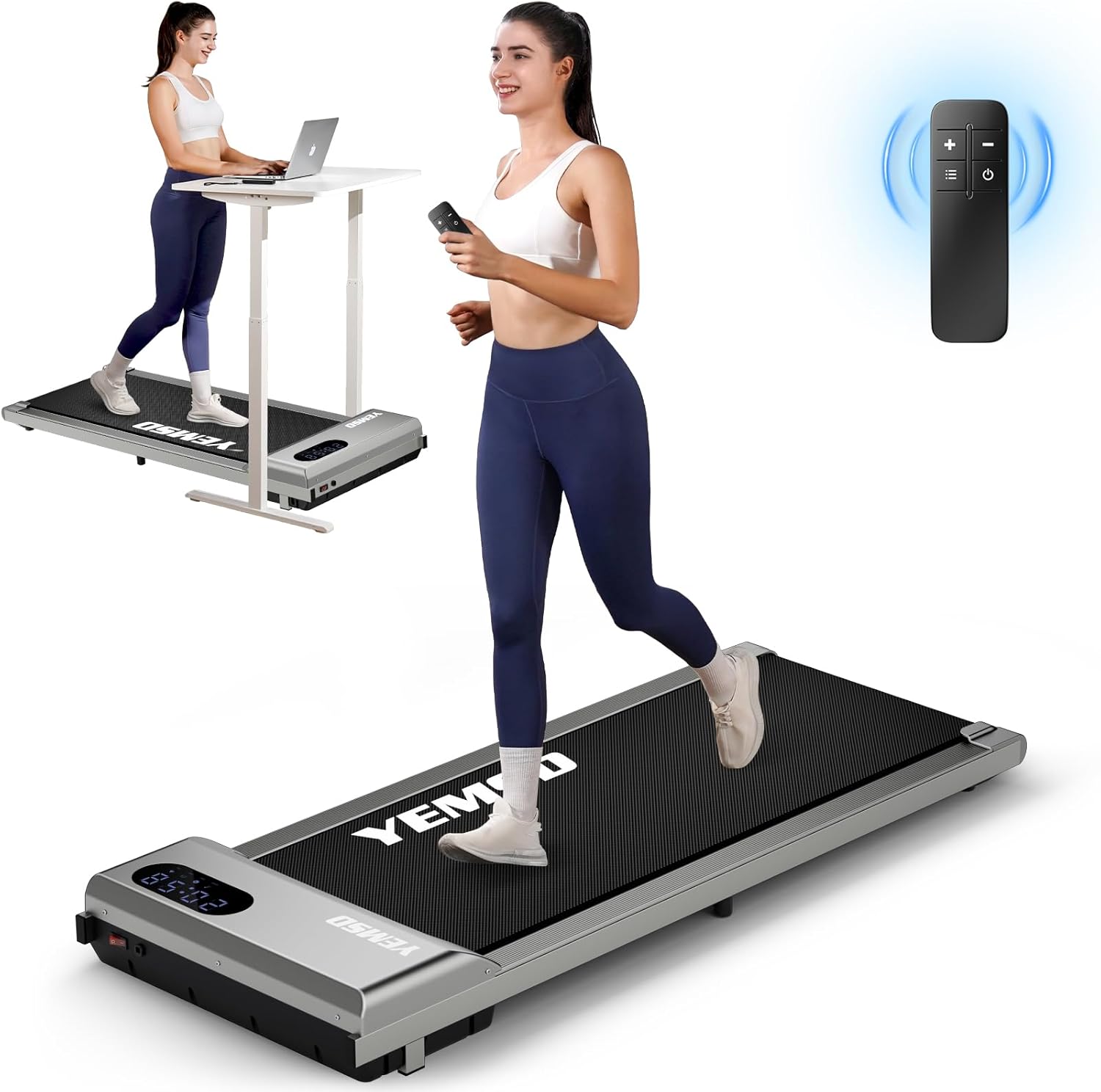 Walking Pad, Walking Pad Treadmill 330 lb Capacity, 3 in 1 Portable Under Desk Treadmill for Home and Office with Remote Control, LED Display