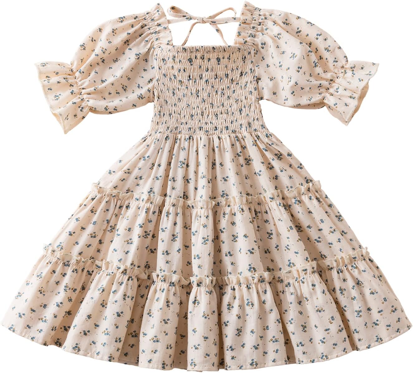 NNJXD Little Girl Floral Dress Princess Girls Casaul Printed A-line Sundress