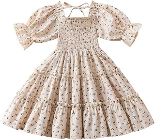 NNJXD Little Girl Floral Dress Princess Girls Casaul Printed A-line Sundress