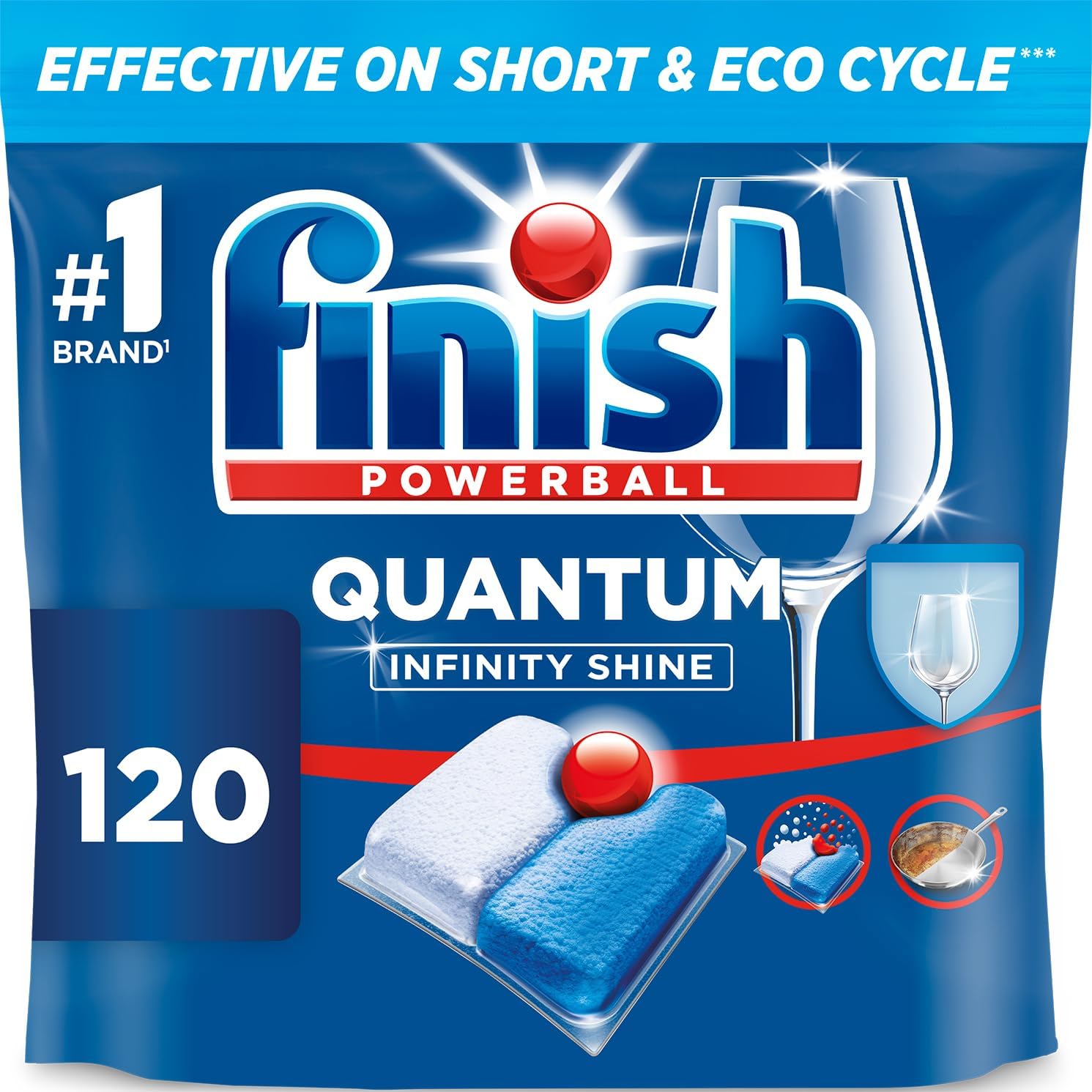 Finish Dishwasher Tablet, Quantum Infinity Shine, 120 Tabs, Fresh Scent, For a Fast Dissolving Clean and Sparkling Shine