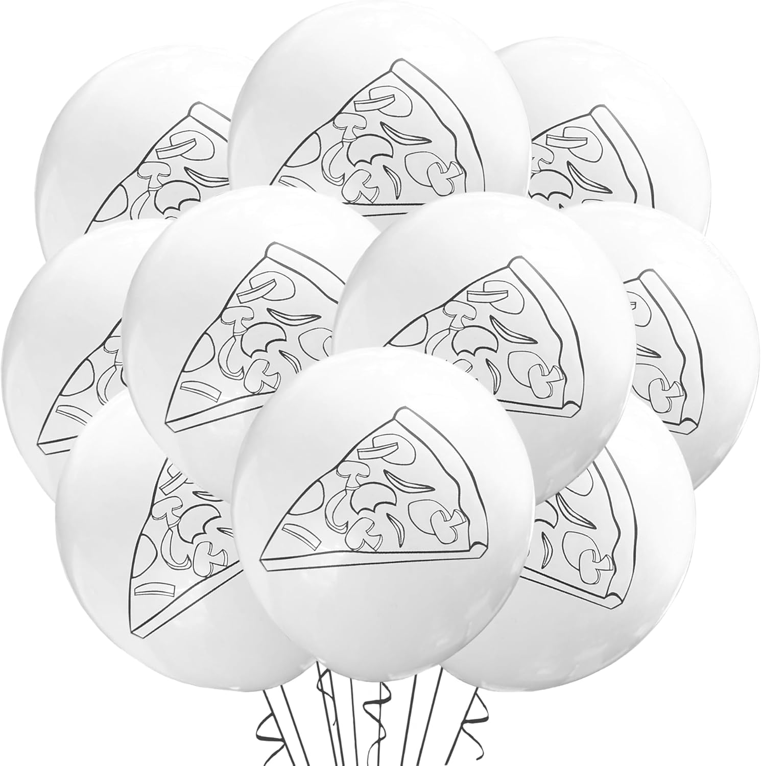 Malyan Products Pizza Balloons Latex 12 Count, Pepperoni Birthday Decoration Party Italian Food Theme Restaurant Event Supply, 12, Inch Standard Size