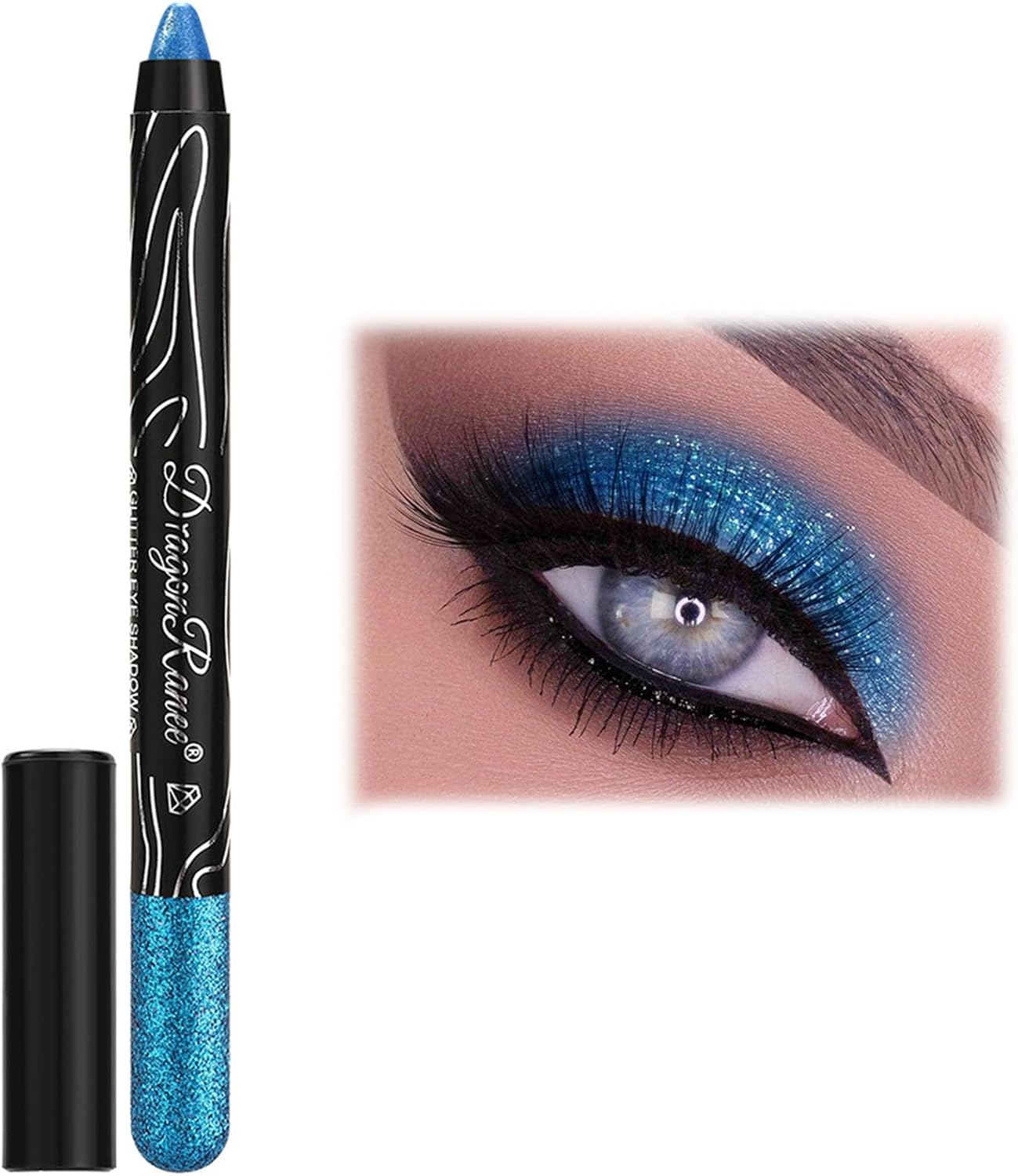 Eyeshadow Pen, Shimmer Cream Eyeshadow Pen, Glitter Eyeshadow Pencil for Highlighter Waterproof Eye Shadow Stick Long Lasting,Blendable Pearlescent Eyeliner Pencil Vegan & Cruelty-Free (06 Blue)