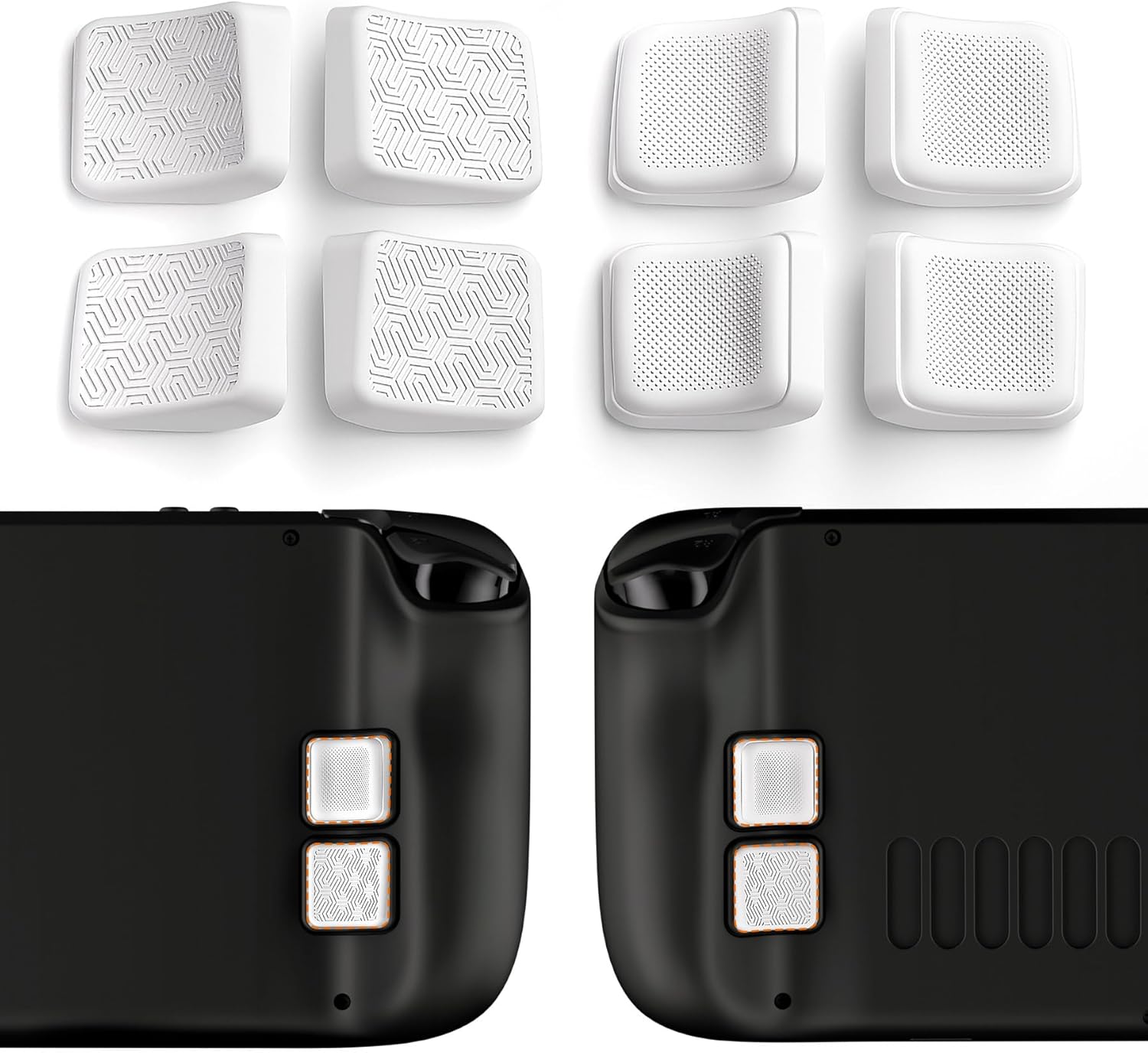 playvital MIX Version Back Button Enhancement Set for Steam Deck LCD, Grip Improvement Button Protection Kit for Steam Deck OLED - Streamlined & Studded Design - White