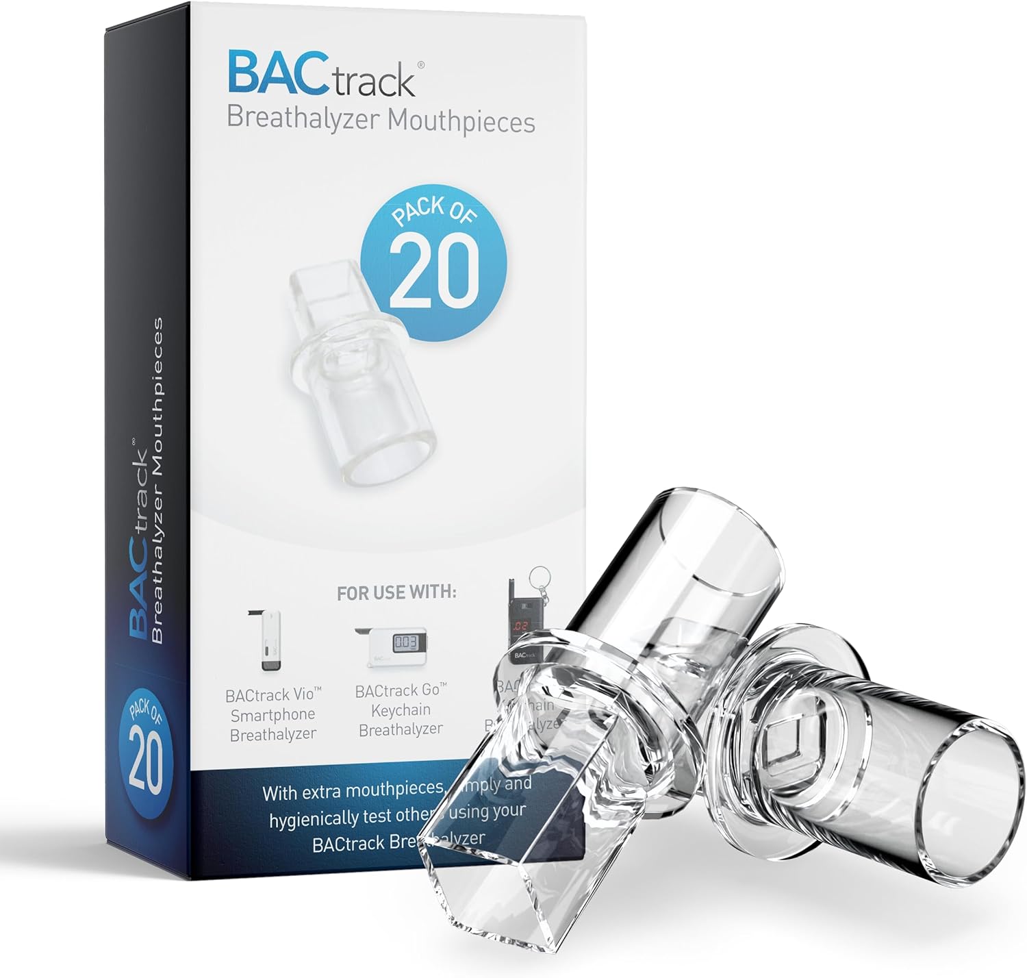 BACtrack Keychain Breathalyzer Mouthpieces (20 Count) | Compatible with BACtrack Keychain, Go, Vio and T60 Breath Alcohol Testers | Not Compatible with BACtrack C6 and C8 Breathalyzers