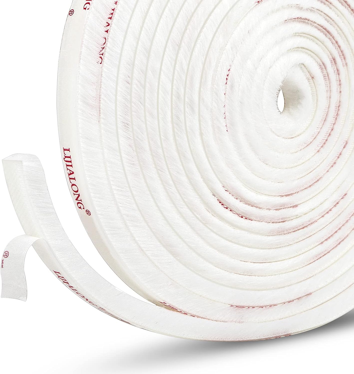 fowong Draft Excluder for Windows, 4.9 m(L) x9 mm(W) x 9mm(T) Brush Weather Stripping Self-Adhesive Windows Seal Strip Draught Excluder Air Stopper for Sliding/External Doors, White