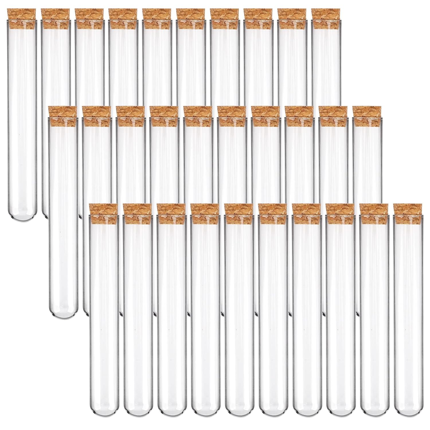 DEPEPE 30pcs 13ml Glass Test Tubes with Cork Stoppers, 15x100mm Small Clear Glass Test Tubes for Scientific Experiments, Plant Propagation and Holiday Gifts