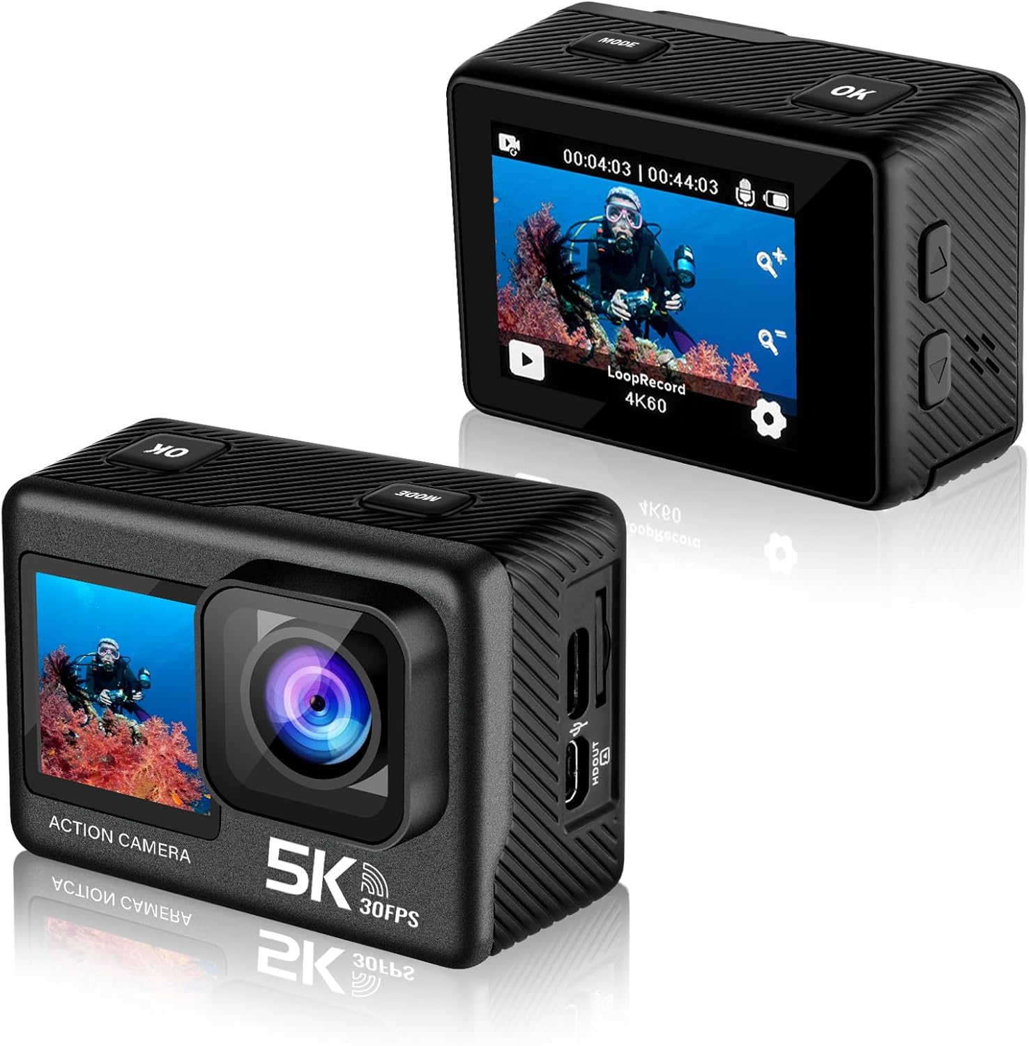 SU7 4K 60fps Action Camera with Dual Screen,Remote Control,Image Stabilization, Outdoor Sports Underwater Video Camera for Diving,Skiing,Motorcycle and Bike Helmet Camera
