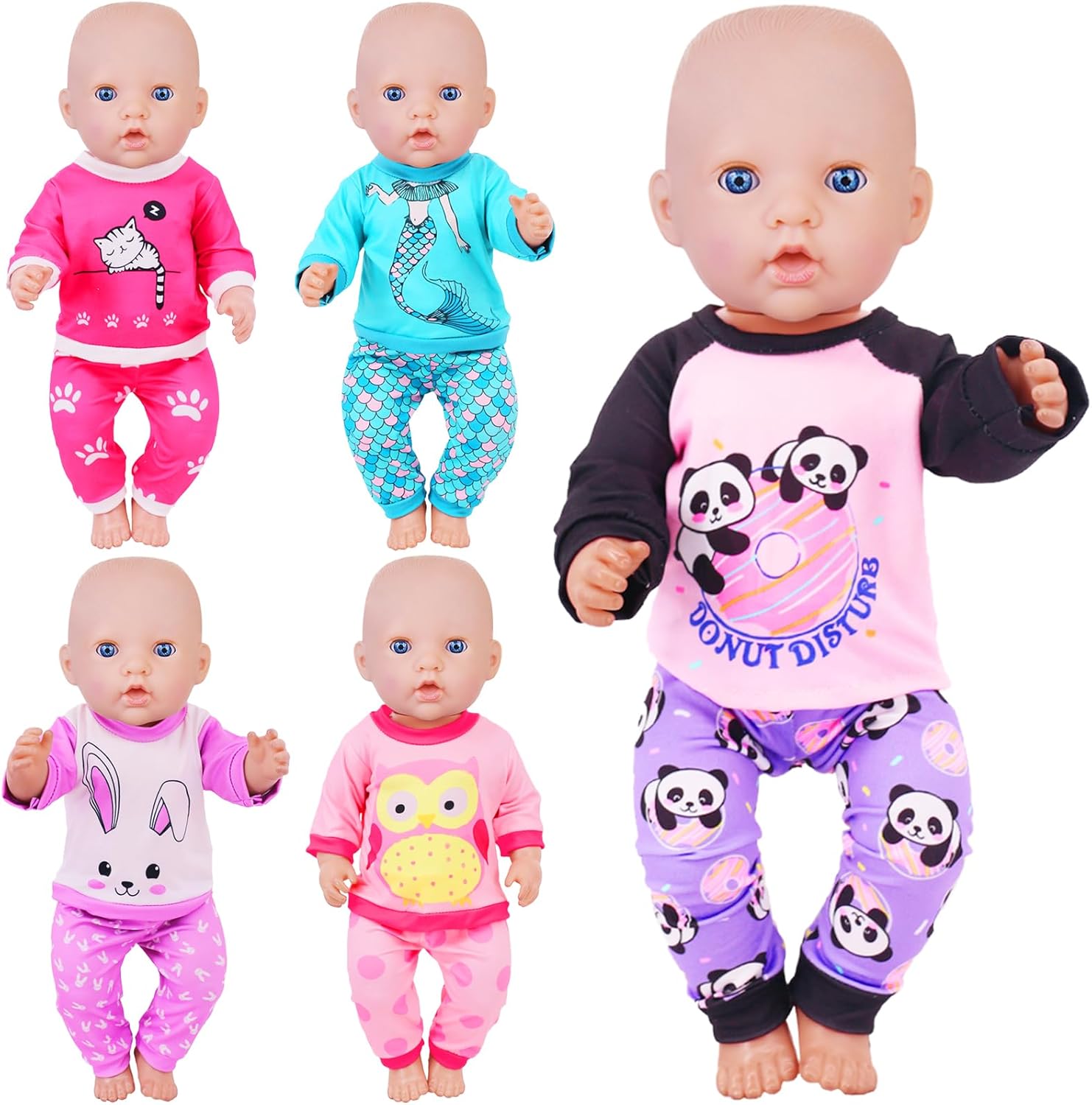 K.T. Fancy 5 Sets Baby Doll Clothes for 14-18 Inch Dolls - Gift for Kids' Birthday, Children's Day & Christmas