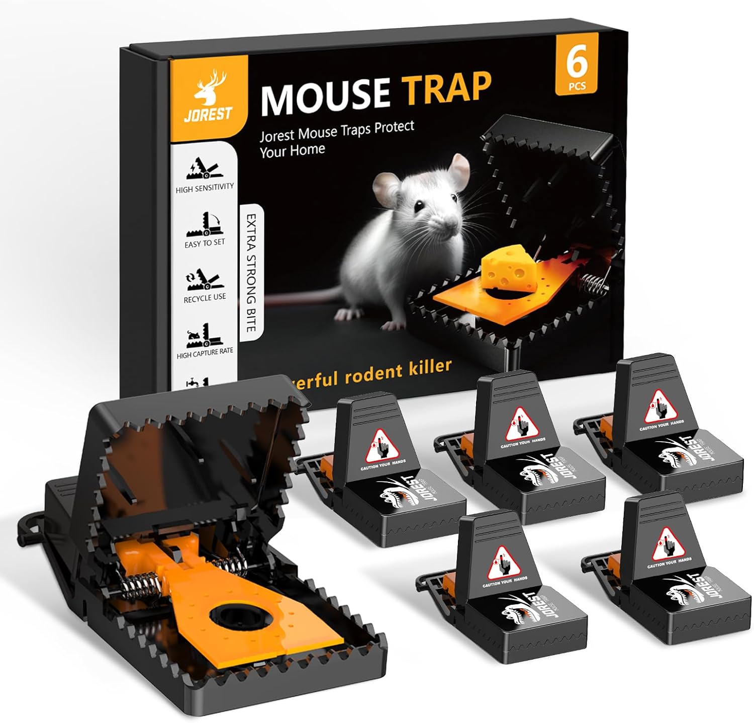 6PCS Mouse Traps,Rat trap for Indoor and Outdoor,Mice Traps That Kill Instantly,Easy Use Snap Traps, Fast Kill Rodent Trap and Mousetrap Catcher, Reusable Mouse Reaper