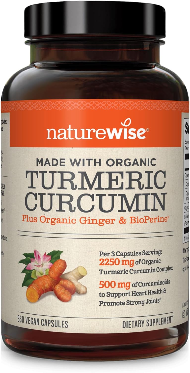 NatureWise Curcumin Turmeric 2250mg - 95% Curcuminoids & BioPerine Black Pepper Extract for Advanced Absorption - Daily Joint and Immune Health Support - Vegan, Non-GMO, 360 Count[120-Day Supply]