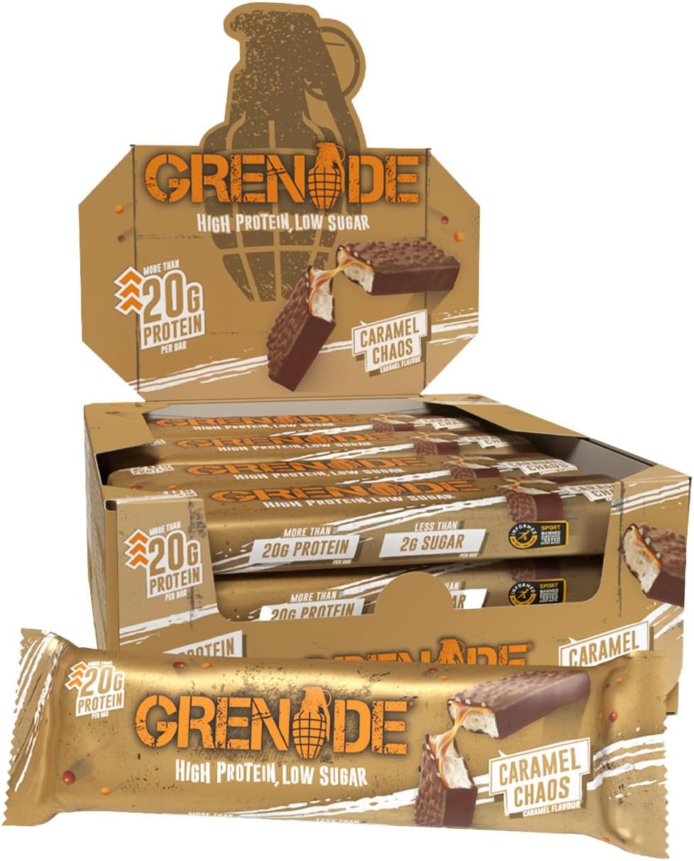 Grenade High Protein, Low Sugar Bar - Caramel Chaos, 12 x 60 g (Packaging May Vary)