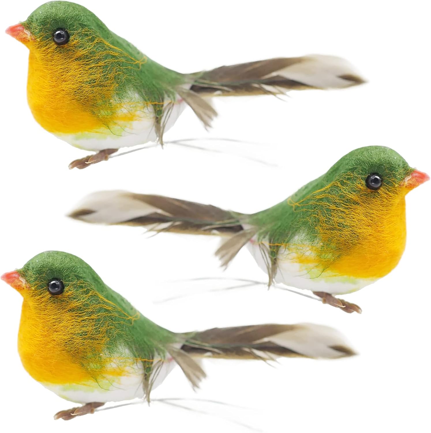 IRYNA 3 Pcs Handmade Robin Garden Ornament Birds, Simulated Bird Ornaments Robin Garden Decorations Outdoor Home Decor