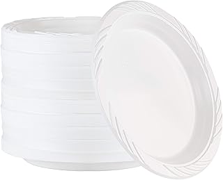 PLASTICPRO 200 Count Disposable 9 Inch White Plastic Dinner Plates large