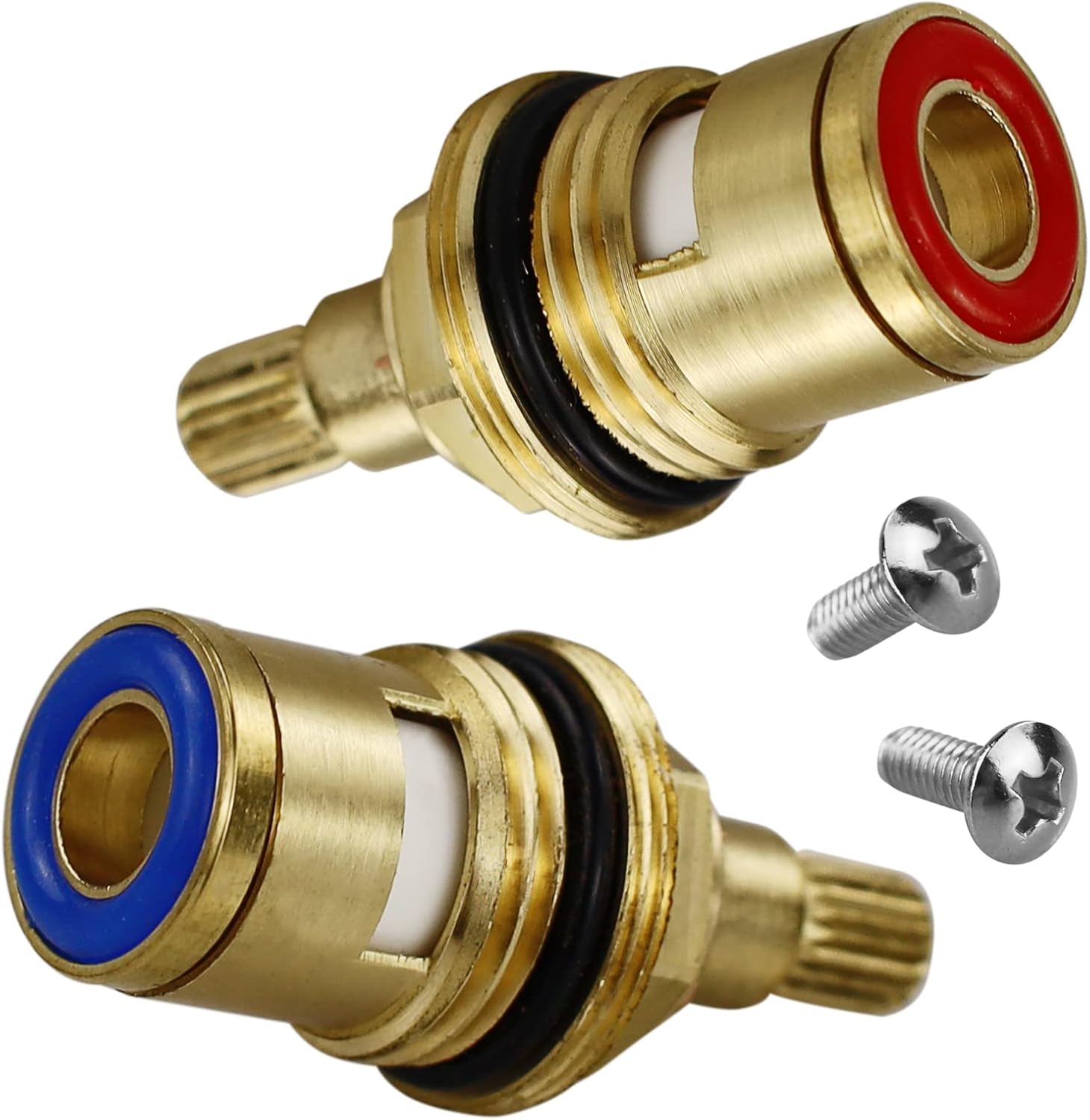 2 Sets Replacement Ceramic Tap Cartridge 1/4 Turn 20 Spline,Tap Glands Seals Repair Kit,Tap Valve for Shower Bathroom Taps with Washers,Solid Brass Ceramic